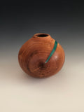 WT #77, Hollow Form Vessel from Tamarisk with Malachite inlay