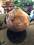 WT #141, Live Edge Hollow Form Vessel from Tamarisk with Malachite Inlay.