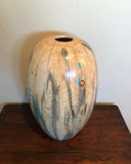 WT #130, Hollow Form Vessel from Beetle Killed Ponderosa Pin with Turquoise inlay.