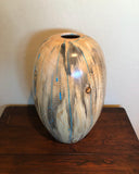 WT #130, Hollow Form Vessel from Beetle Killed Ponderosa Pin with Turquoise inlay.