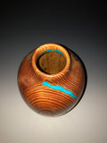 WT #50, Hollow Form Vessel from “Rich Lightered” Ponderosa Pine & Turquoise inlay