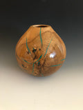 WT #75, Hollow Form Vessel from Gambel Oak with Malachite inlay