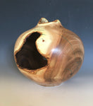 WT #137, Live Edge Hollow Form Vessel from Tamarisk with Malachite inlay.