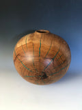 WT #121, Hollow Form Vessel from Gambel Oak with Malachite inlay.