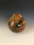 WT #75, Hollow Form Vessel from Gambel Oak with Malachite inlay