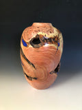WT #148, Live Edge Hollow Form Vessel from Tamarisk with Lapis inlay.