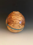 WT #73, Hollow Form Vessel from Spalted Aspen with Turquoise & Coal inlay