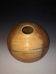 WT #86, Hollow Form Vessel from Spalted Gambel Oak with Turquoise inlay.