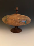 WT #85,  Hollow Form Vessel from Gambel Oak with Malachite inlay