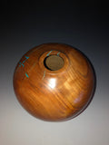 WT #65, Hollow Form Vessel from Lambert Cherry with Turquoise inlay.
