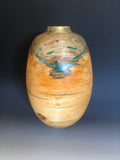 WT #164, Hollow Form Vessel from Beetle Killed Ponderosa Pine with Malachite inlay.