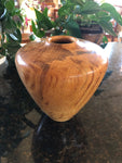 WT #134, Hollow Form Vessel with malachite and jet inlay from Ponderosa Pine