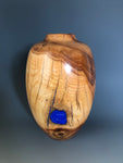 WT #160, Hollow Form Bottle from Peach with Lapis inlay.