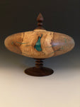WT #85,  Hollow Form Vessel from Gambel Oak with Malachite inlay