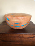 WT #140, Hollow Form Vessel from Ponderosa Pine with Turquoise inlay.