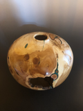 WT #108, Hollow Form Vessel from Eastern Red Cedar with Malachite inlay.