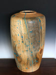 WT #150, Hollow Form Vessel from Beetle Killed Ponderosa Pine with Turquoise inlay.