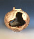 WT #137, Live Edge Hollow Form Vessel from Tamarisk with Malachite inlay.