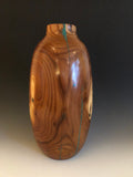 WT #61, Hollow Form Vessel from Russian Olive with Malachite inlay