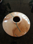 WT #112, Hollow Form Vessel,from Eastern Red Cedar with Turquoise inlay.