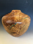 WT #136, Hollow Form Vessel with Malachite inlay from Ponderosa Pine