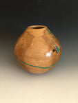 WT #75, Hollow Form Vessel from Gambel Oak with Malachite inlay