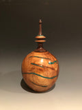 WT #128, Hollow Form Vessel from Eastern Red Cedar with Malachite inlay