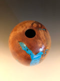 WT #63, Hollow Form Vessel from “Rich Lightered” Ponderosa Pine with Turquoise inlay