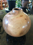 WT #138, Hollow Form Vessel from Tamarisk with Malachite inlay.