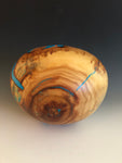 WT #90, Hollow,Form Vessel from Spalted Aspen with Turquoise inlay.