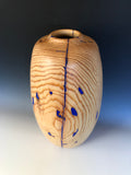 WT #120, Hollow Form Vessel from Ponderosa Pine with Malachite inlay.