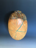 WT #164, Hollow Form Vessel from Beetle Killed Ponderosa Pine with Malachite inlay.