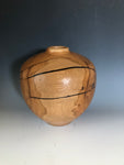 WT #124, Hollow Form Vessel from Gambel Oak with Jet inlay.