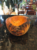 WT #37,  Semi-Live Edge Bowl from “Rich Lightered” Ponderosa Pine with Malachite inlay. SOLD