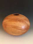 WT #44, Hollow Form Vessel, “Rich Lightered” Ponderosa Pine with Malachite inlay.