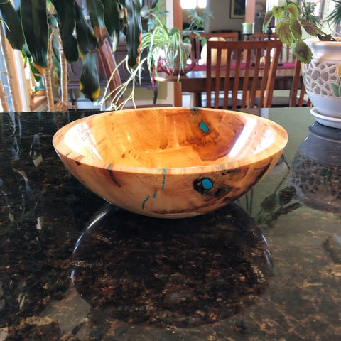 WT #36, Bowl from Spalted Aspen With Turquoise inlay.  SOLD