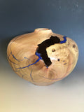 WT #155, Hollow Form Vessel from Tamarisk with Lapis inlay.
