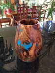 WT #18,  Hollow Form Vase from Spalted Aspen with Turquoise inlay.  SOLD