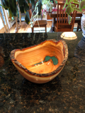 WT #43,  Live Edge Bowl from Peach with Malachite inlay.  SOLD