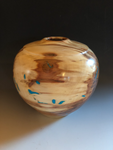 WT #105, Hollow Form Vessel from Spalted & Riddled Aspen with Turquoise inlay.