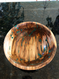 WT #53, Bowl from Spalted Aspen with Malachite inlay.  Sold