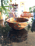 WT #53, Bowl from Spalted Aspen with Malachite inlay.  Sold