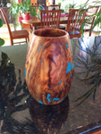 WT #18,  Hollow Form Vase from Spalted Aspen with Turquoise inlay.  SOLD