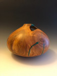 WT #111, Hollow Form Vessel from Cresthaven Peach with Malachite inlay. SOLD