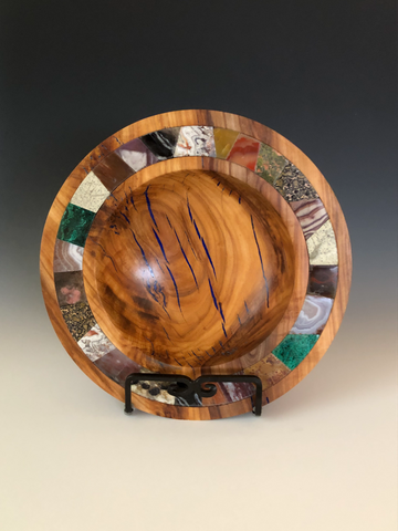 WT #78, Cherry Bowl with Solid lapidary inlay